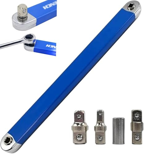 Cle Plate A Cliquet, Offset Extension Wrench Set, 1/2, 1/4, 3/8 Square Adapters, 15,4 Pouces Rallonge Cliquets,Clé D'Extension Multifonction à Cliquet Pour MéCaniciens, Artisans De Garage