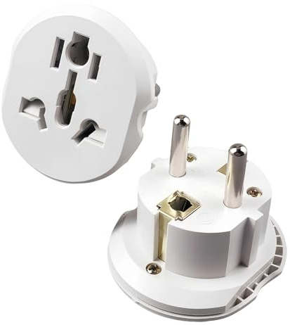 2 PCS Adaptador de Viaje Universal a EU Adaptador Enchufe de Mundo a Europa | para España UK Alemania Países Bajos Francia Italia USA AUS CHN Convertidor De Corriente Internacional 2500W Seguro
