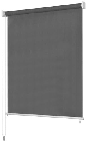 QJBSAVVA Estor exterior 160 x 230 cm, antracita, toldo vertical de HDPE para balcón, terraza y pérgola, protección visual transpirable y protección solar, incluye accesorios de montaje