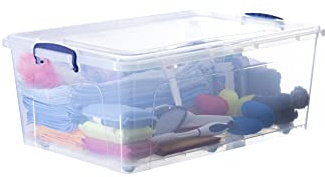 Superio Clear Storage Bin with Lid, Large Stackable Container with Lid, 60 Quart Wheeled Storage Box for Home, Garage, Storage