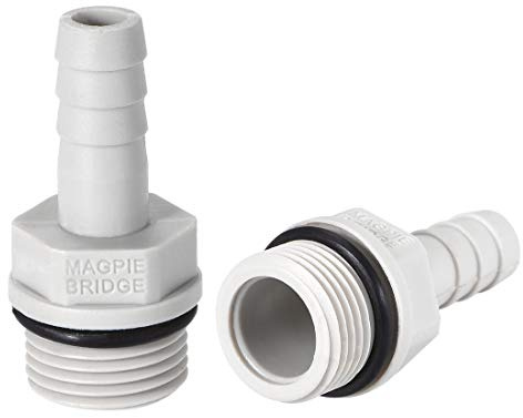 sourcing map Adaptador de montaje de manguera de lengüeta de PVC de 8mm o 5/16 de lengüeta x 3/8 con Tubo macho G 2uds