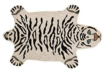 Fisura – Felpudo Exterior “Tigre Blanco” de Coco con Base Antideslizante de PVC. Felpudo Formas para Entrada de casa. Medidas: 70 cm x 40 cm x 1,5 cm