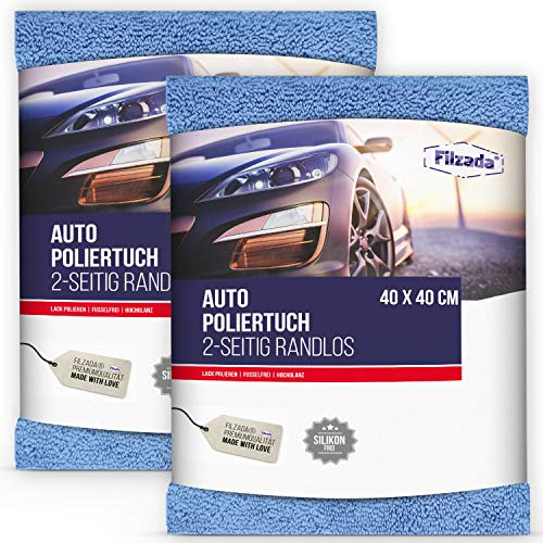 Filzada ® 2X Poliertücher Auto - Randlos Mit Präzisionsnaht - Kratzfrei Und Saugstark - Professionelle Mikrofasertücher