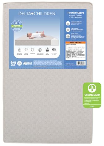 Delta Children Twinkle Stars 4 Mini Crib Mattress,Firm, Royal Blue