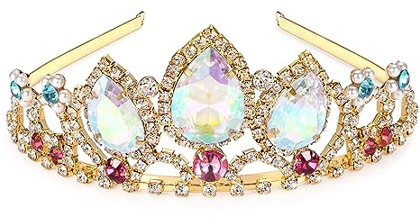 hengkaixuan Pretty Rapunzel Tiara Aurora Borealis Stone Sparkly Silver Tiara Princess Crown Tangled Costume Sweet Gift for Girls