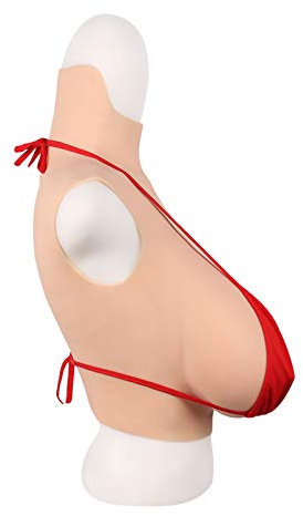 FSYH Silikon Brustformen Crossdressing Hoher Kragen Brustplatten Gefälschte Brüste Für Crossdresser BH-Pads Brustverstärker, Elastischer Baumwollfüller,Tender White,G Cup