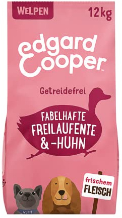 Edgard Cooper Welpenfutter, Trockenfutter für Hunde Ente Huhn, 12kg, Hundefutter trocken getreidefrei ohne Zucker, natürliche Zutaten und frisches Fleisch, voller essentieller Aminosäuren
