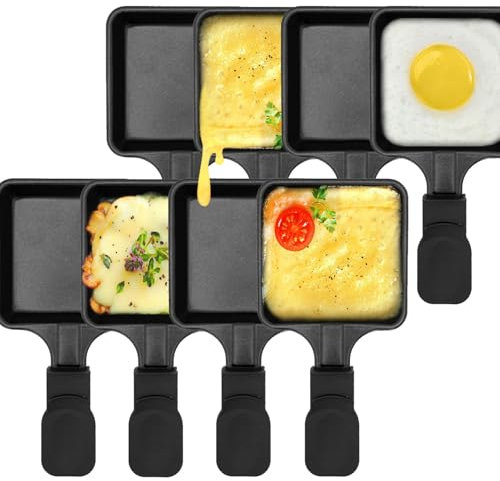 Kosmosta Revestimiento antiadherente Mini Grill Cheese Pan Accesorios para derretir Raclettes Bandejas de repuesto Raclette Platos Mini sartenes para raclette, forma cuadrada (8 piezas)