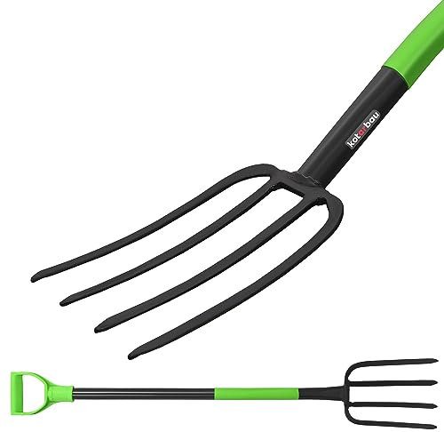 KOTARBAU® Mistforke 4 Zinken 150cm mit Metallstiel Flach für Garten und Landwirtschaft