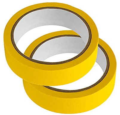 2 rouleaux de ruban de masquage, 20 m de long, papier texturé, inscriptible, ruban adhésif pour peinture, travaux manuels, décoration (10 mm, jaune)