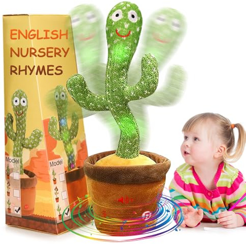 seOSTO Volume Control Singing Dancing Talking Cactus Toy Repeat What You Say, Babies Toddlers Encourage Speech Toys, Gifts for Kids Year Old Boys Girls