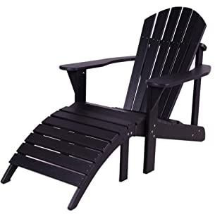 MaximaVida Adirondack Gartenstuhl + Fußstütze Toronto, geölt - aus exklusivem Mahagoni Hartholz (Black)
