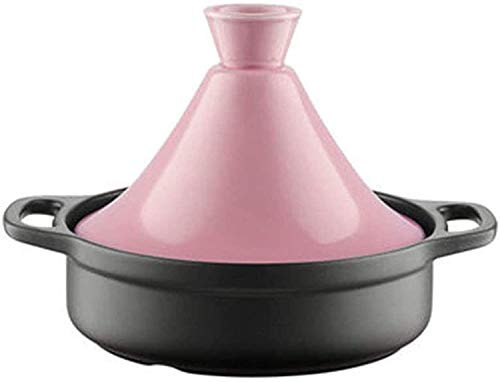 Casserole Dishes with Lids Soup Casserole Moroccan Tagine Pot Ceramic Casserole Saucepan With ConeShaped Funnel Cover (Pink)