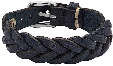 Fossil Armband für Männer Leather Essentials, Navy Lederarmband, Länge: 260mm, Breite: 20mm, JF04406040