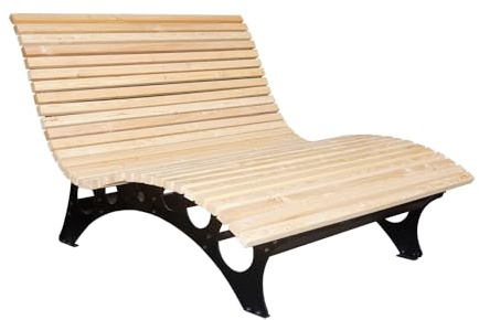Home Deluxe Wellenholzliege/Waldsofa Taiga - 150 cm I Waldsofa Wellenholzliege Holzliege Lärche Outdoor Gartenliege Metallgestell Polsterauflage