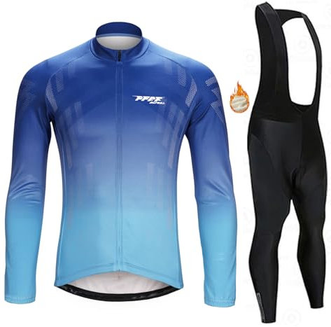Herren Fahrradbekleidung Set Radbekleidung Winter Fleece Radtrikot Fahrradanzug Herren Winter für MTB Outdoor mit 9D Silikon Gepolsterten (Type 3,5XL)