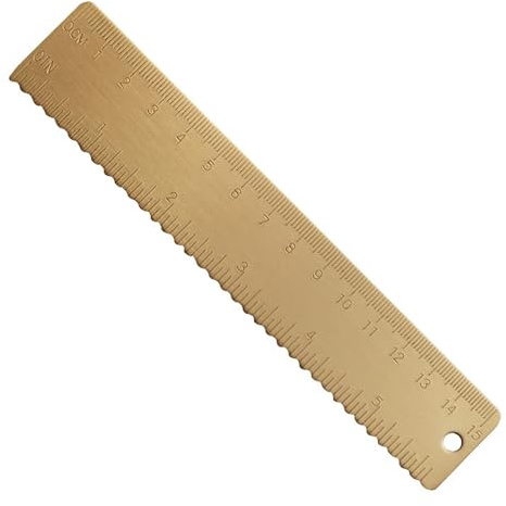 itrimaka Messlineal aus,15 cm Kupfer gerades Lineal Wellenkanten-Mathelineal | Kleines Lesezeichen-Lineal aus Kupfer mit geradem und gewelltem Rand, Mathe-Lineal für Schüler