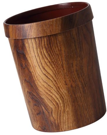 IMIKEYA Tischständer Holz-Mülleimer Vintage-Mülleimer Holzmaserung Schreibtisch Rustikaler Behälter Für Schlafzimmer Wohnzimmer Büro Küche Badezimmer Kunststoffbehälter