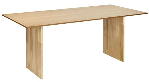 Beliani Esszimmer Küchentisch Rechteckige furnierte Platte Natürliche Ausführung Massivholz Beine 180 x 90 cm Naturfarbene Esche Moora