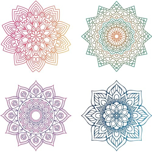 GORGECRAFT 4Stk Mandala-Fensteraufkleber Statische Blume des Lebens Aufkleber Für Glasschiebetüren Vinyl-Warnfolie Schlafzimmer Badezimmer Antikollisionsaufkleber Verhindern von Schlägen von Vögeln