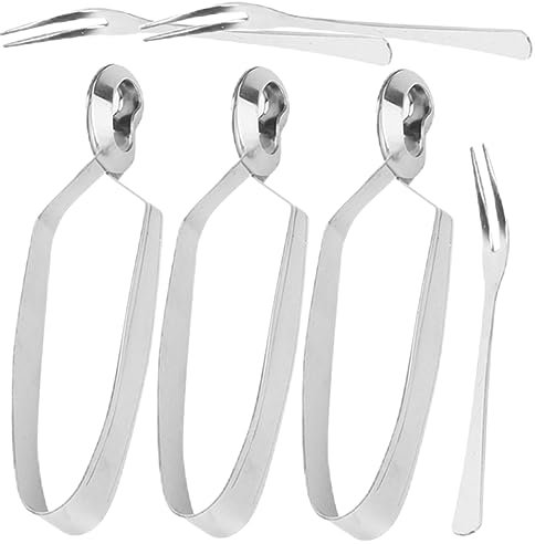 Garneck Kit Escargot Pince 6 Ensembles Pince Escargots Pinces à Barbecue Fourchette à Escargots Vaisselle Pour La Maison Pince à Manger Les Escargots Fourchette à Fruits Polyvalent Acier Inoxydable