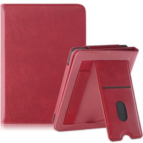 Xuanbeier Étui de Protection Compatible avec Kobo Clara Color/Clara BW/Clara 2E & Tolino Shine Color/Shine 5/Shine 4 6 e-Book avec dragonne et Fonction Veille/réveil Automatique,Rouge
