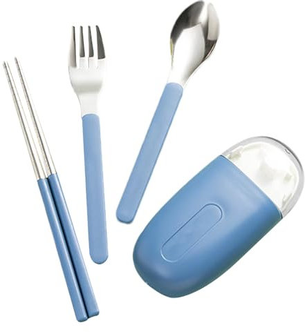 Travel Cutlery Set with Case | Stainless Steel Portable Utensils Set - Detachable Reusable Case Included Fork Spoon Chopsticks Cutlery Set for Kids, Adults, Lunch