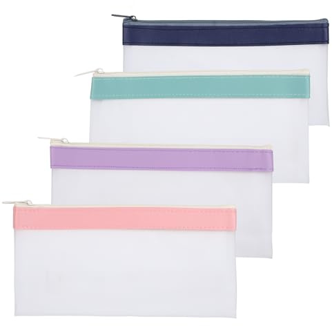 GooDengFull 4 Stück 20.5×10 cm Transparentes Federmäppchen Klein Mäppchen | Schlampermäppchen Wasserdichte Durchsichtig Federtasche Pencil Case Mäppchen Aesthetic Federtasche Erwachsene