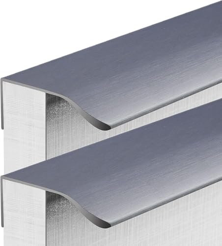 NIXUUANGCHISA Schrankgriff. Fingerkanten-Zuggriffe Kleiderschrank, Küche, Schrank, verdeckte Griffe, Fingerkante, Schubladengriffe, Möbelknöpfe, gebürstetes Grau, 2 Stück(Hole Distance 512mm)