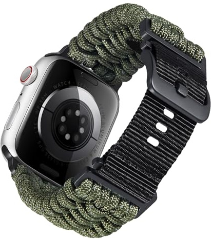 BINLUN Kompatibel mit Apple Watch Armband 49mm 46mm 45mm 44mm 42mm, Geflochten Paracord Nylon Sport Ersatzarmband Passt für iWatch Armbänder Series Ultra2/Ultra/10/9/8/7/SE2/SE/6/5/4/3/2/1 Herren