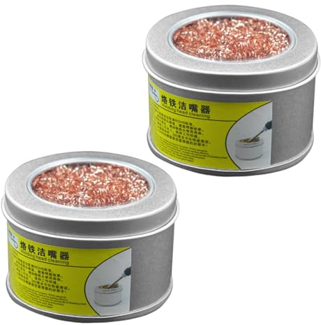 Soldering Tip Cleaner, Soldering Iron Tip Cleaner, Copper Wire Tip Cleaning Ball with Base, 2X High Temperature Resistance Coiled Steel Wool for Soldering Iron Tips Oxidation Removal and Tin Cleaning