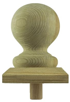 h2i Pfostenkappe Kugel | Holz imprägniert | 100 x 100 mm | 1 Stück | Eckige Abdeckkappe für Garten Holzpfosten Pfostenträger & Zaunpfosten Pyramide & Kugel | Wetterschutz für Holz-Balken & Pfosten