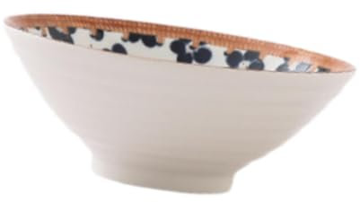 perfk Soup Bowl Ceramic Salad Noodle Unbreakable Ramen Bowl for Udon, Soba, Pho Serving Retro for Restaurant, Style A