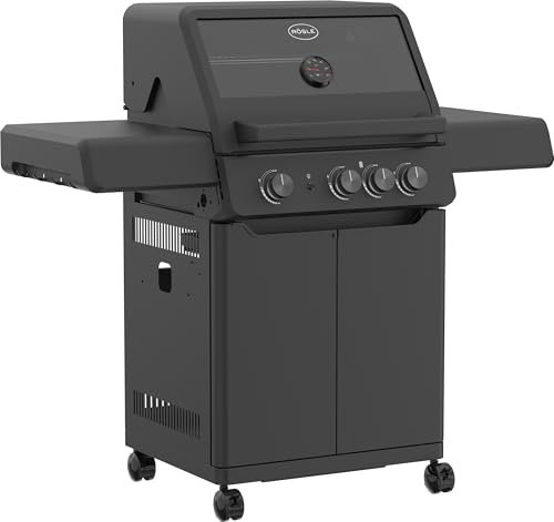 RÖSLE ALLFLAME Peer 3 Barbecue a gas con 3 bruciatori (3.5 kW ciascuno), CRISPZONE (3 kW) fino a 450 °C, superficie di cottura 60 x 45 cm, griglie in ghisa, alluminio pressofuso, inserto in vetro