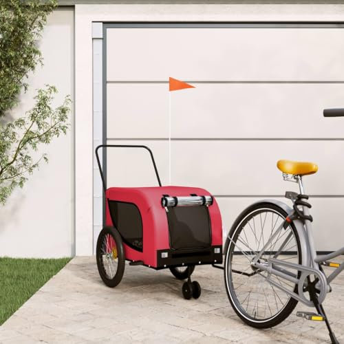Xichuzi Fahrradanhänger Hunde Rot und Schwarz Oxford-Gewebe und Eisen, Fahrrad Anhänger, Lastenanhänger, Handwagen, Fahrrad-lastenanhänger, Lastenfahrrad - 94027