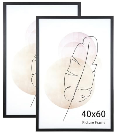 KAIWIN Bilderrahmen für Wand und Schreibtisch, Schwarz, 40 x 60 cm, 2 Stück aufhängen Benutzt für Wohnzimmer, Schlafzimmer, Arbeitszimmer, für Fotos, Kunstwerke und Poster