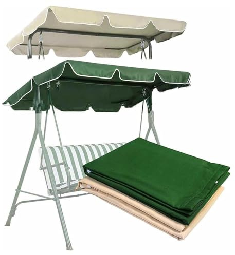 Swing Chair Canopy Replacement Waterproof Swing Cover Coated Oxford Cloth Garden Swing Seat Canopy Cover Garden Swing Canopy Replacement,green,195x125x15CM