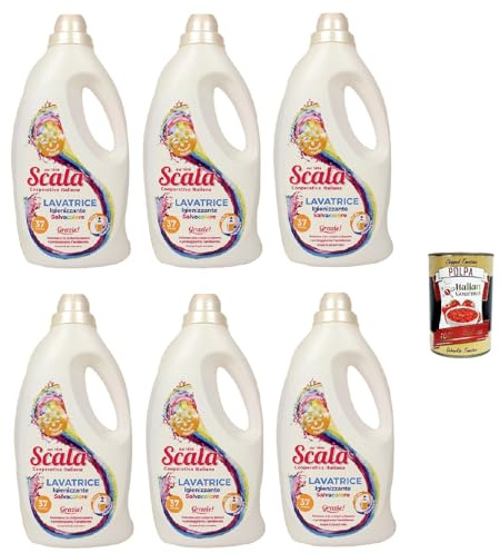 Scala detergente Lavatrice Salvacolore Lessive liquide pour linge coloré 6 x 1,5 l + Italian Gourmet Polpa 400 g