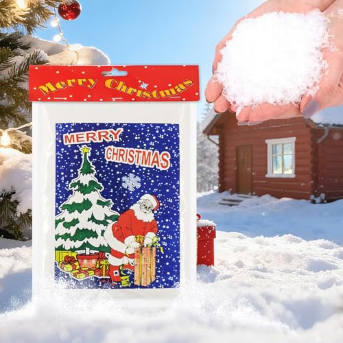 Ourdort 270g Kunstschnee, fluffiger Schnee, Dekoschnee, glitzernder Streuschnee, Weiße Weiche Gefälscht Schnee, täuschend echt, für Weihnachten Party Feiertag Deko