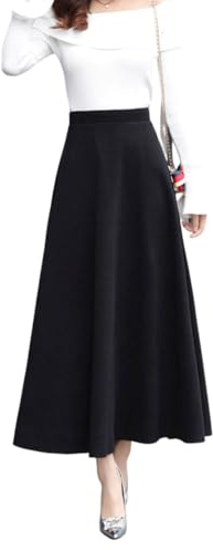 Rock Damen Lang Woll Faltenrock Vintage Hohe Taille Winterrock,Herbst A-Line Kariert Elegant Trachtenrock mit Futter