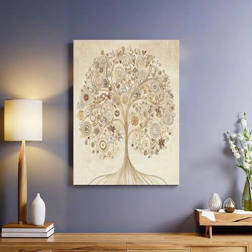 Albero Dei Fiori Poster su Tela Albero astratto della vita 50 x 40 cm Stampa Artistica con Cornice Quadro Moderno Pronto da Appendere per Soggiorno Camera Studio