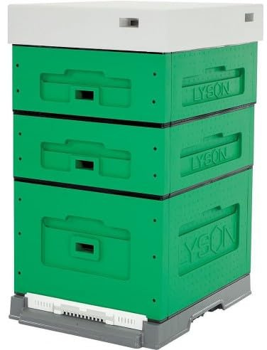 LYSON Bienenbeute Styropor Dadantbeute Dadant Beute OPTIMA Bienenstock-Set (GRÜN-GRAU) für die Selbstmontage (Passende Rahmen:47×43,5x30cm;47×43,5x14,5cm)