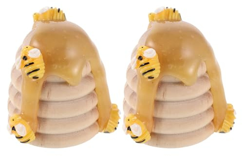 WEKADRIN Lot de 2 Plateaux Décoratifs en Bois de Ruche avec Figurines D’Abeilles Miniatures, Présentoir à Décorations en Nid D’Abeille pour Centre de Table Printanier, Décoration