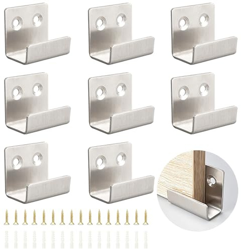 Begpoee 8 Piezas Ganchos para Montaje en Pared de Azulejos de Cerámica, Gancho Exhibición Azulejos, Con Tornillos y Tubo de Expansión, Para Baños, Cocinas y Garajes(Plata, Ancho Interior 20mm)