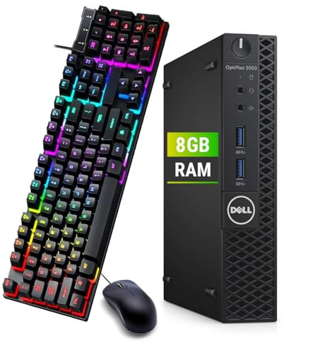 Dell OptiPlex 3050 Mini PC Desktop Computer, Intel Core i5-6400, 8GB RAM, 256GB SSD, Bluetooth, QWERTY Keyboard, Mouse, USB WiFi, Windows 11 Pro (Refurbished)
