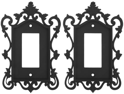 HORIALENCE 2 tapas decorativas para enchufes y placas de pared - Tapas para interruptores de luz estilo victoriano - Placas góticas para enchufes e interruptores para dormitorio, sala de estar y