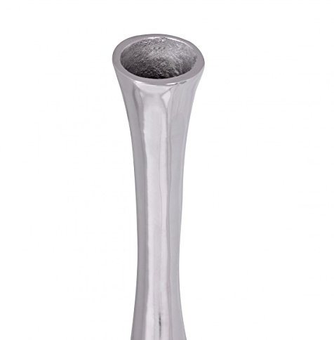 FineBuy Bodenvase 100 cm Aluminium Silber, Blumenvase Groß | XXL Dekovase, Standvase handgefertigt, Wohndeko für Wohnzimmer, Flur und Esszimmer, Tischdeko