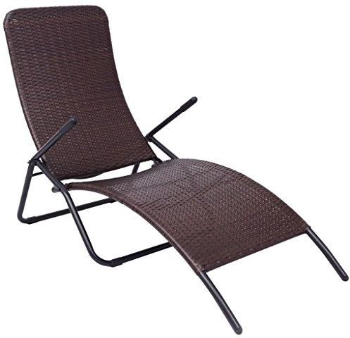 Festnight Sonnenliege Liege Rattanliege Gartenliege Zusammenklappbar Polyrattan Braun