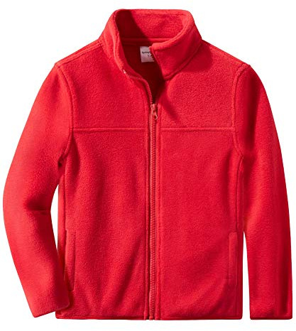 Spring&Gege Chaqueta fleece para niños con cremallera larga, de forro polar, para exterior, para niños, rojo, 5-6 años