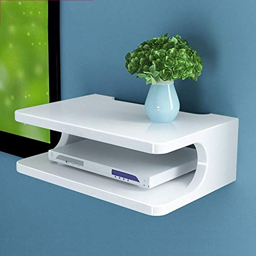 AUVTLLL WiFi Router Aufbewahrungsbox Schweberegale Set-Top-Box, Wandmontiertes TV-Regal für Kabelboxen/Router/Fernbedienung/DVD-Player, Wanddekoration